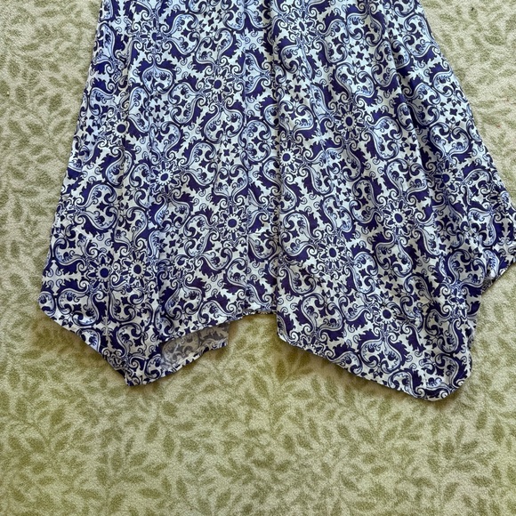 Temptation Positano Ieranto Dress Ceramica Blue Linen Size Medium - Picture 13 of 13